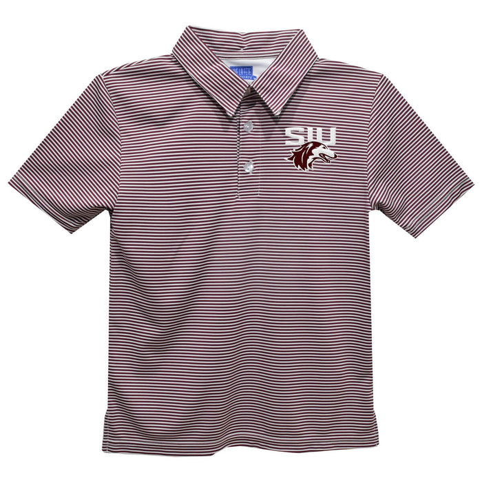 Southern Illinois Salukis SIU Embroidered Maroon Stripes Short Sleeve Polo Box Shirt