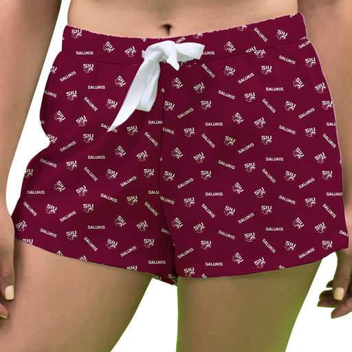 Southern Illinois Salukis SIU Vive La Fete Game Day All Over Logo Women Maroon Lounge Shorts
