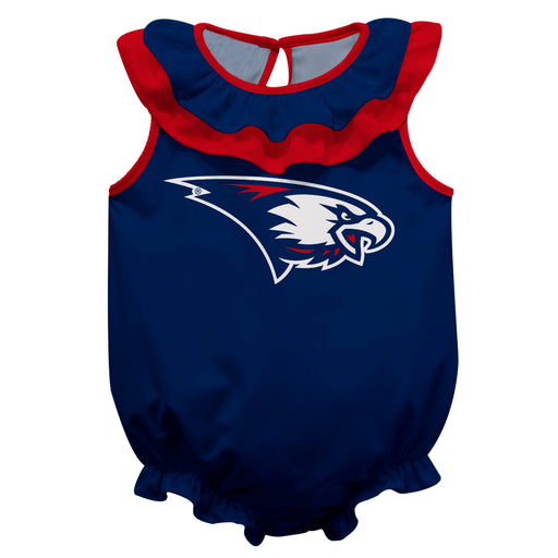 Southern Indiana Screaming Eagles USI Blue Sleeveless Ruffle Onesie Logo Bodysuit by Vive La Fete