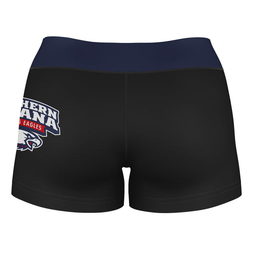Southern Indiana Screaming Eagles Logo on Thigh & Waistband Black & Blue Women Yoga Booty Workout Shorts 3.75 Inseam" - Vive La Fête - Online Apparel Store