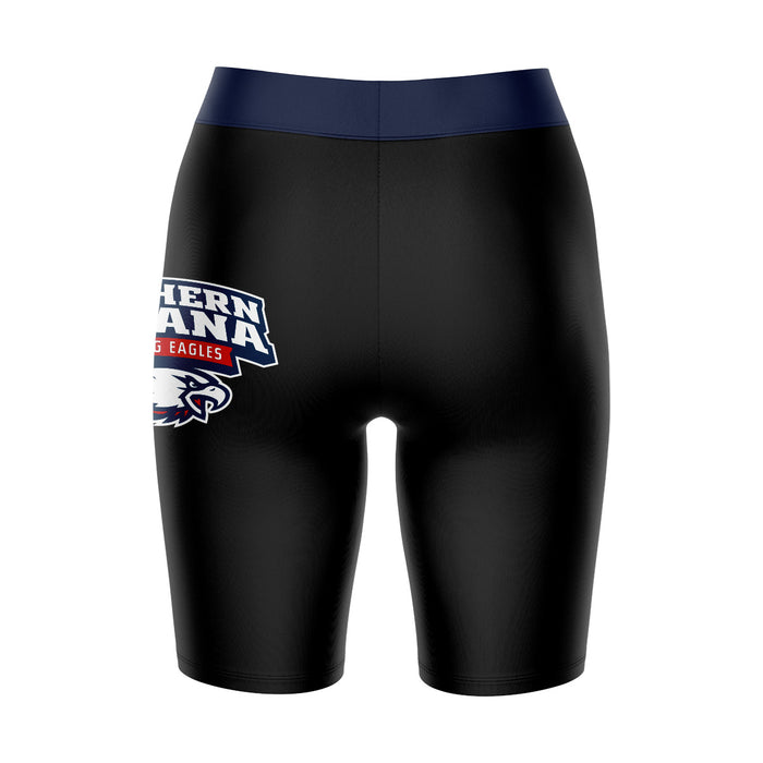 Southern Indiana Screaming Eagles USI Vive La Fete Logo on Thigh and Waistband Black and Blue Women Bike Short 9 Inseam" - Vive La Fête - Online Apparel Store