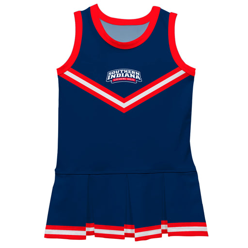Southern Indiana Screaming Eagles USI Vive La Fete Game Day Blue Sleeveless Cheerleader Dress