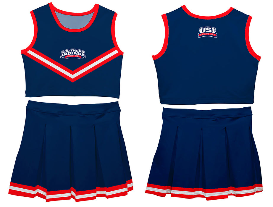 Southern Indiana Screaming Eagles USI Vive La Fete Game Day Blue Sleeveless Cheerleader Set - Vive La Fête - Online Apparel Store