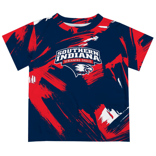 Southern Indiana Screaming Eagles USI Vive La Fete Boys Game Day Blue Short Sleeve Tee Paint Brush