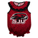 St. Joseph's Hawks Swirls Red Sleeveless Ruffle Onesie Logo Bodysuit
