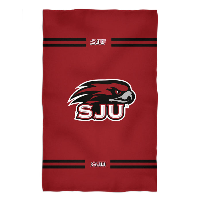 St. Josephs Hawks Vive La Fete Game Day Absorvent Premium Red Beach Bath Towel 51 x 32" Logo and Stripes" - Vive La Fête - Online Apparel Store