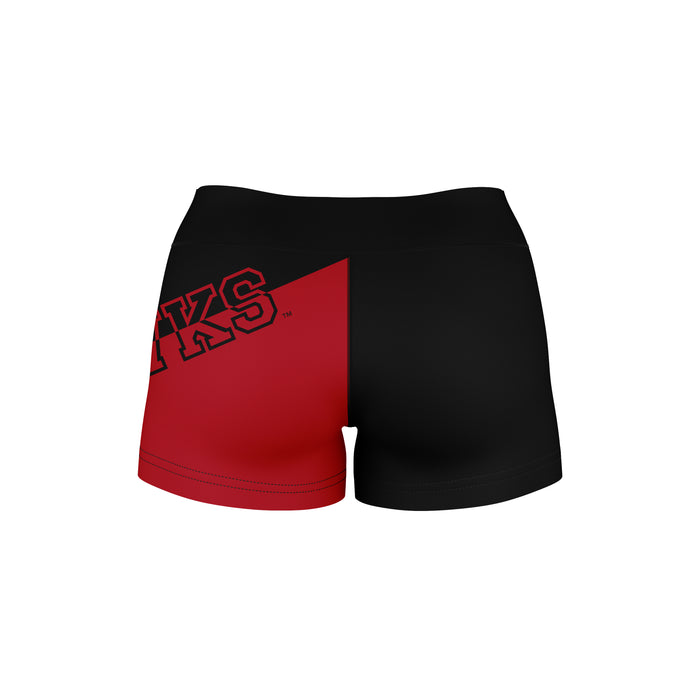 SJU Hawks Vive La Fete Game Day Collegiate Leg Color Block Women Black Red Optimum Yoga Short - Vive La Fête - Online Apparel Store