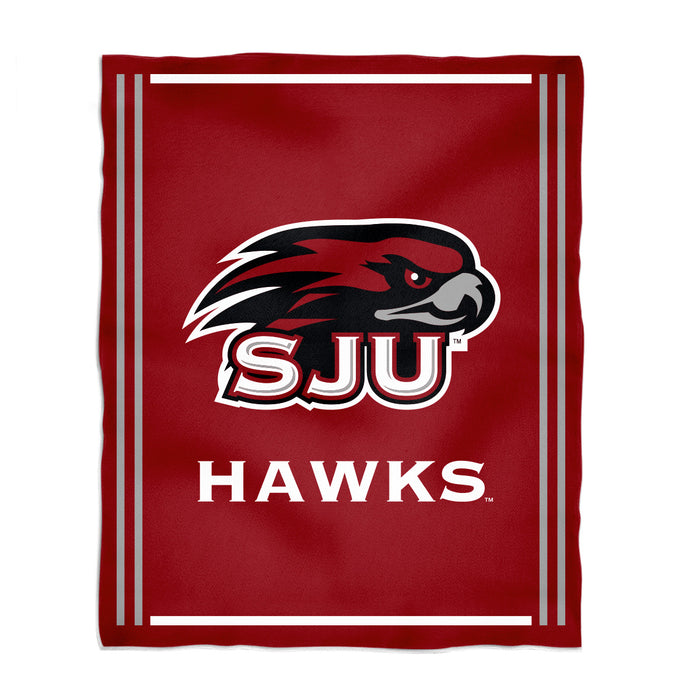 St Josephs Hawks Vive La Fete Kids Game Day Red Plush Soft Minky Blanket 36 x 48 Mascot