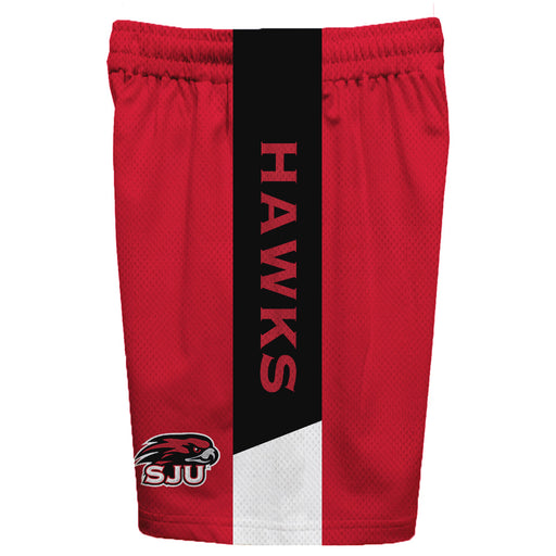 St. Josephs Hawks Vive La Fete Game Day Red Stripes Boys Solid Black Athletic Mesh Short - Vive La Fête - Online Apparel Store
