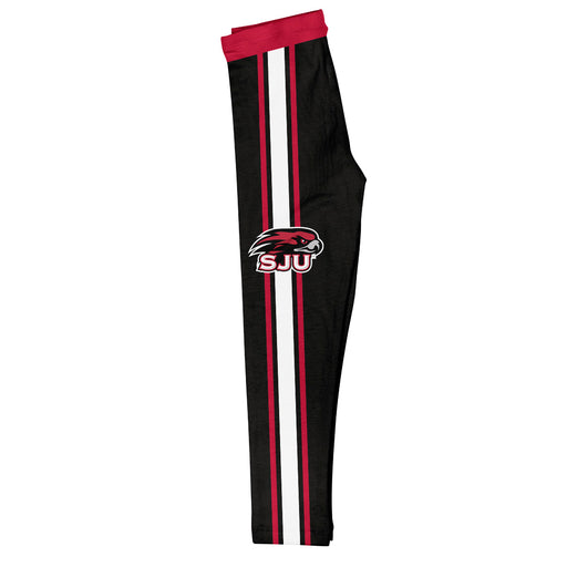 St. Josephs Hawks Vive La Fete Girls Game Day Black with Red Stripes Leggings Tights