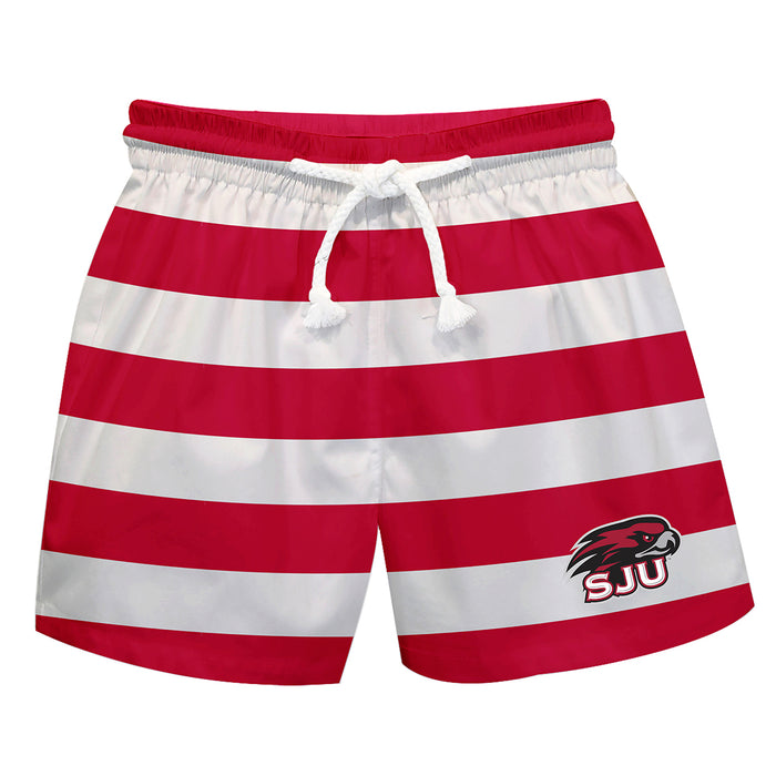 St. Josephs Hawks Vive La Fete Game Day Red White Black Flag Swimtrunks V1