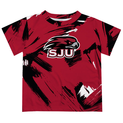 St. Josephs Hawks Vive La Fete Boys Game Day Crimson Short Sleeve Tee Paint Brush