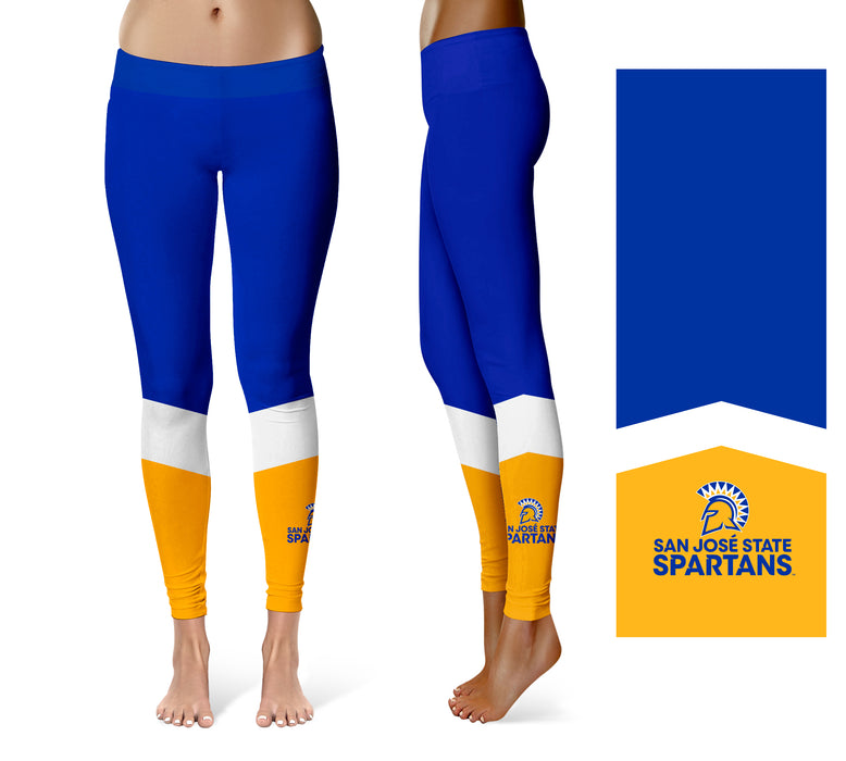 San Jose State Spartans Vive la Fete Game Day Collegiate Ankle Color Block Women Blue Gold Yoga Leggings - Vive La Fête - Online Apparel Store