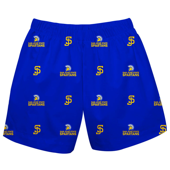 San Jose State University Spartans Boys Game Day All Over Logo Elastic Waist Classic Play Royal Pull On Short - Vive La Fête - Online Apparel Store