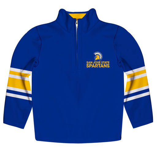 San Jose State University Spartans Vive La Fete Game Day Blue Quarter Zip Pullover Stripes on Sleeves - Vive La Fête - Online Apparel Store