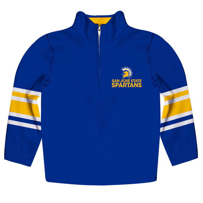 San Jose State University Spartans Vive La Fete Game Day Blue Quarter Zip Pullover Stripes on Sleeves - Vive La Fête - Online Apparel Store