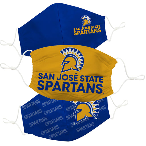 San Jose State University Spartans 3 Ply Face Mask 3 Pack Game Day Collegiate Unisex Face Covers Reusable Washable - Vive La Fête - Online Apparel Store
