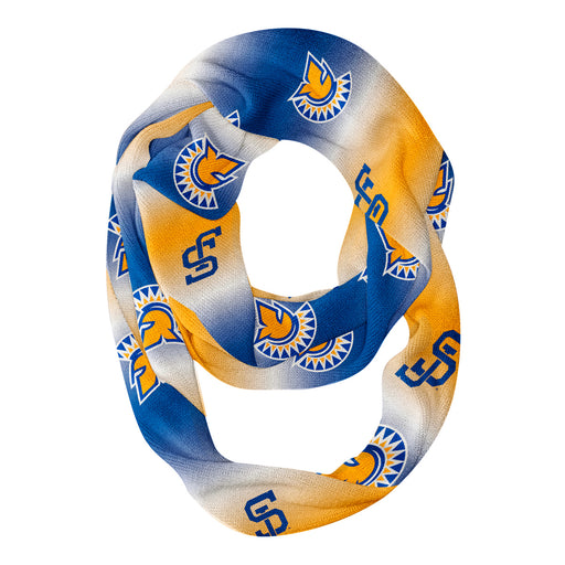 San Jose State Spartans Vive La Fete All Over Logo Game Day Collegiate Women Ultra Soft Knit Infinity Scarf