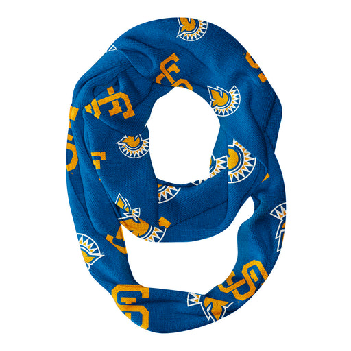 San Jose State Spartans Vive La Fete Repeat Logo Game Day Collegiate Women Light Weight Ultra Soft Infinity Scarf