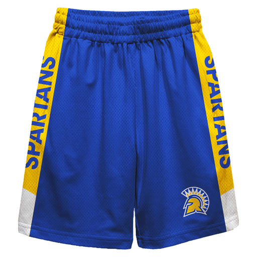 San Jose State Spartans Vive La Fete Game Day Blue Stripes Boys Solid Gold Athletic Mesh Short
