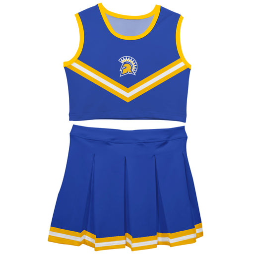 San Jose State University Spartans Vive La Fete Game Day Blue Sleeveless Cheerleader Set