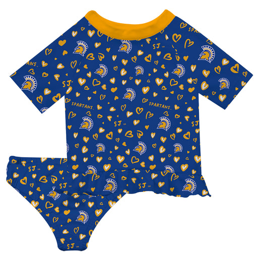 San Jose State University Spartans Vive La Fete All Over Logo Blue Long Sleeve Bikini Set