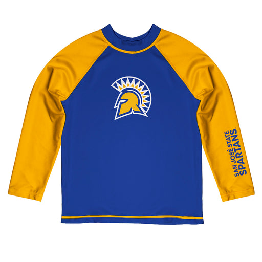 San Jose State Spartans Vive La Fete Logo Blue Gold Long Sleeve Raglan Rashguard