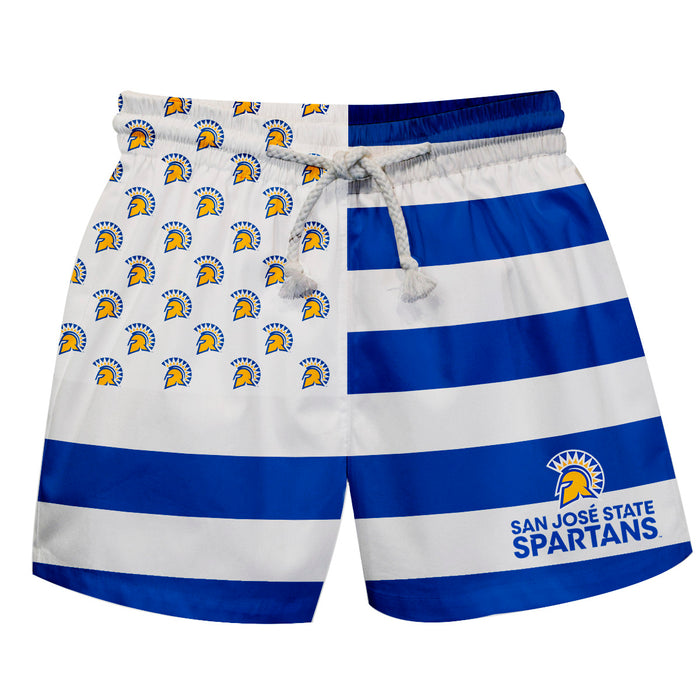 San Jose State Spartans Vive La Fete Game Day Blue White Flag Swimtrunks V1
