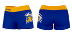 San Jose State Spartans Vive La Fete Logo on Thigh & Waistband Blue Gold Women Yoga Booty Workout Shorts 3.75 Inseam - Vive La Fête - Online Apparel Store