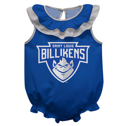 Saint Louis Billikens SLU Blue Sleeveless Ruffle Onesie Logo Bodysuit
