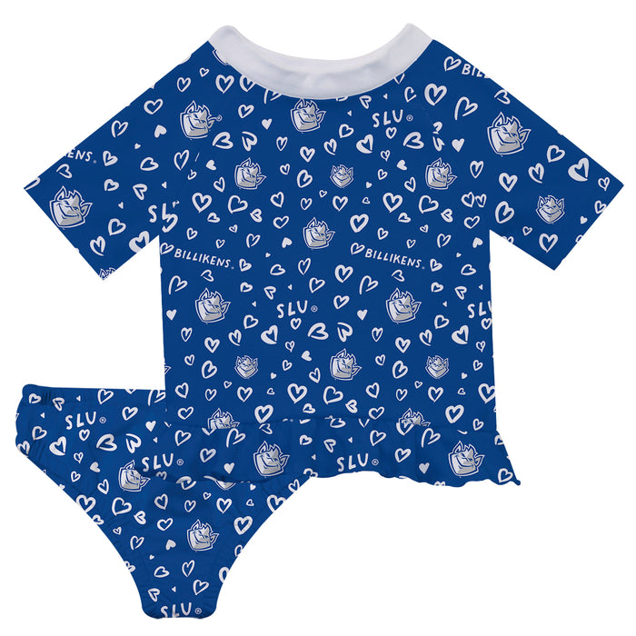 Saint Louis University Billikens SLU Vive La Fete All Over Logo Blue Long Sleeve Bikini Set