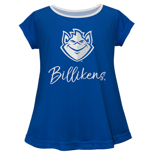 Saint Louis Billikens SLU Vive La Fete Girls Game Day Short Sleeve Blue Top with School Logo and Name