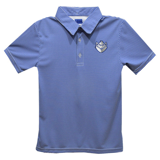 Saint Louis University Billikens SLU Embroidered Royal Stripes Short Sleeve Polo Box Shirt