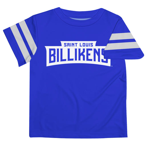 Saint Louis Billikens SLU Vive La Fete Boys Game Day Blue Short Sleeve Tee with Stripes on Sleeves