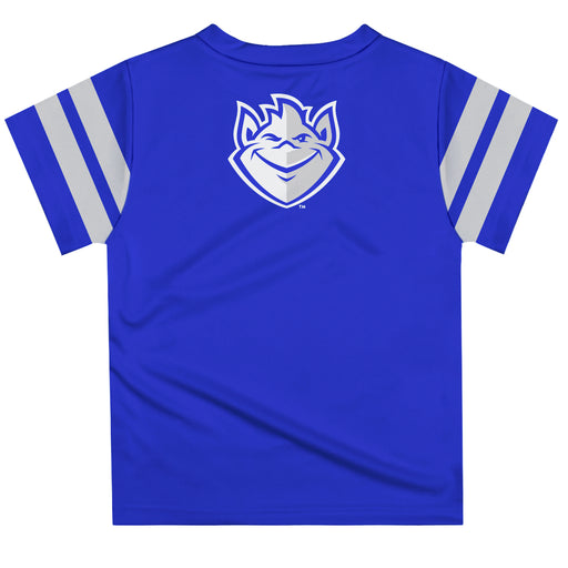 Saint Louis Billikens SLU Vive La Fete Boys Game Day Blue Short Sleeve Tee with Stripes on Sleeves - Vive La Fête - Online Apparel Store