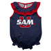 Samford University Bulldogs Swirls Navy Sleeveless Ruffle Onesie Logo Bodysuit
