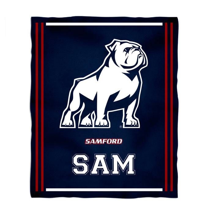 Samford University Bulldogs Vive La Fete Kids Game Day Navy Plush Soft Minky Blanket 36 x 48 Mascot
