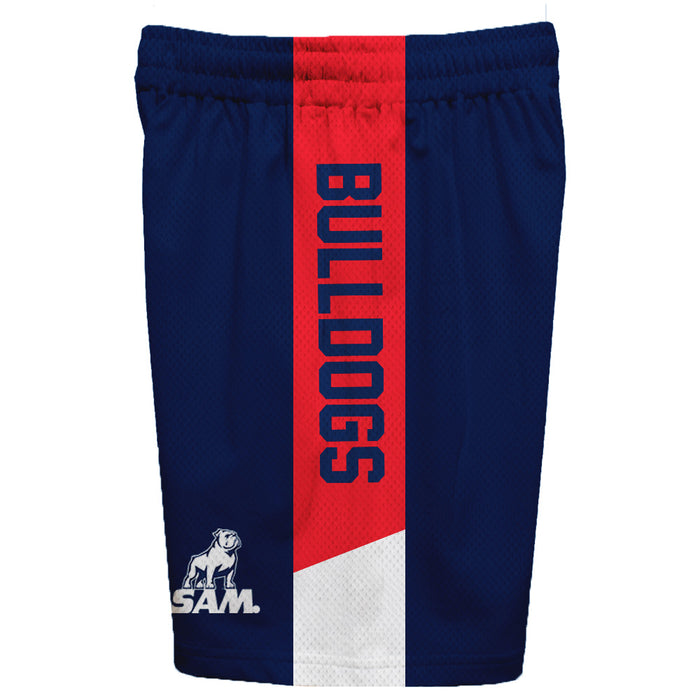 Samford Bulldogs Vive La Fete Game Day Navy Stripes Boys Solid Red Athletic Mesh Short - Vive La Fête - Online Apparel Store