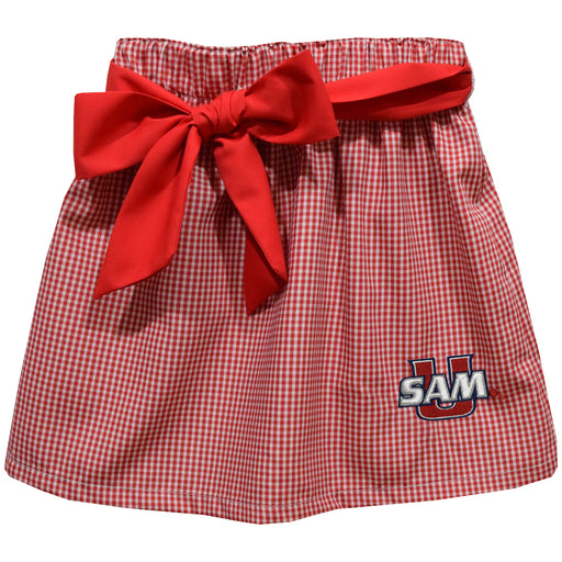 Samford University Bulldogs Embroidered Red Cardinal Gingham Skirt with Sash