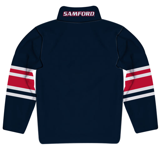 Samford Bulldogs Vive La Fete Game Day Navy Quarter Zip Pullover Stripes on Sleeves - Vive La Fête - Online Apparel Store