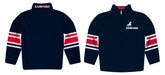 Samford Bulldogs Vive La Fete Game Day Navy Quarter Zip Pullover Stripes on Sleeves - Vive La Fête - Online Apparel Store