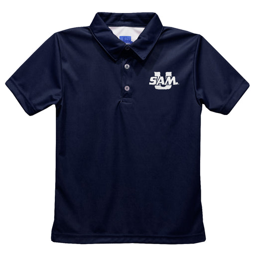 Samford University Bulldogs Embroidered Navy Short Sleeve Polo Box Shirt