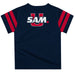 Samford Bulldogs Vive La Fete Boys Game Day Navy Short Sleeve Tee with Stripes on Sleeves - Vive La Fête - Online Apparel Store