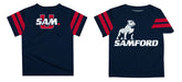 Samford Bulldogs Vive La Fete Boys Game Day Navy Short Sleeve Tee with Stripes on Sleeves - Vive La Fête - Online Apparel Store