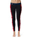 Samford University Bulldogs Vive La Fete Game Day Collegiate Red Stripes Women Black Yoga Leggings 2 Waist Tights