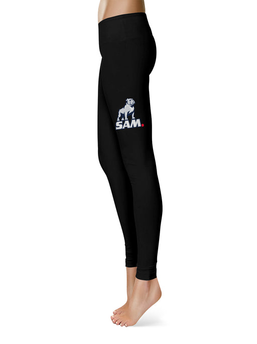 Samford Bulldogs Vive La Fete Game Day Collegiate Large Logo on Thigh Women Black Yoga Leggings 2.5 Waist Tights - Vive La Fête - Online Apparel Store