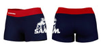 Samford Bulldogs Vive La Fete Logo on Thigh & Waistband Navy Red Women Yoga Booty Workout Shorts 3.75 Inseam - Vive La Fête - Online Apparel Store