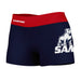 Samford Bulldogs Vive La Fete Logo on Thigh & Waistband Navy Red Women Yoga Booty Workout Shorts 3.75 Inseam