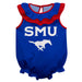 SMU Mustangs Blue Sleeveless Ruffle Onesie Logo Bodysuit by Vive La Fete