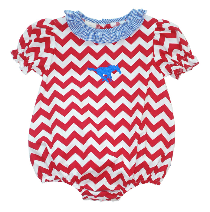 SMU Ruffle Chevron Girls Bubble Short Sleeve - Vive La Fête - Online Apparel Store